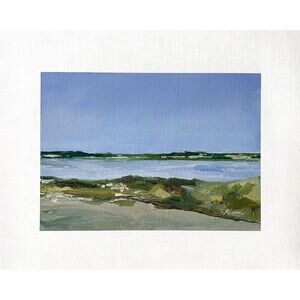 8x10 Original Oil Painting Landscape Atmospheric Blue Nocturne Coastal Signed